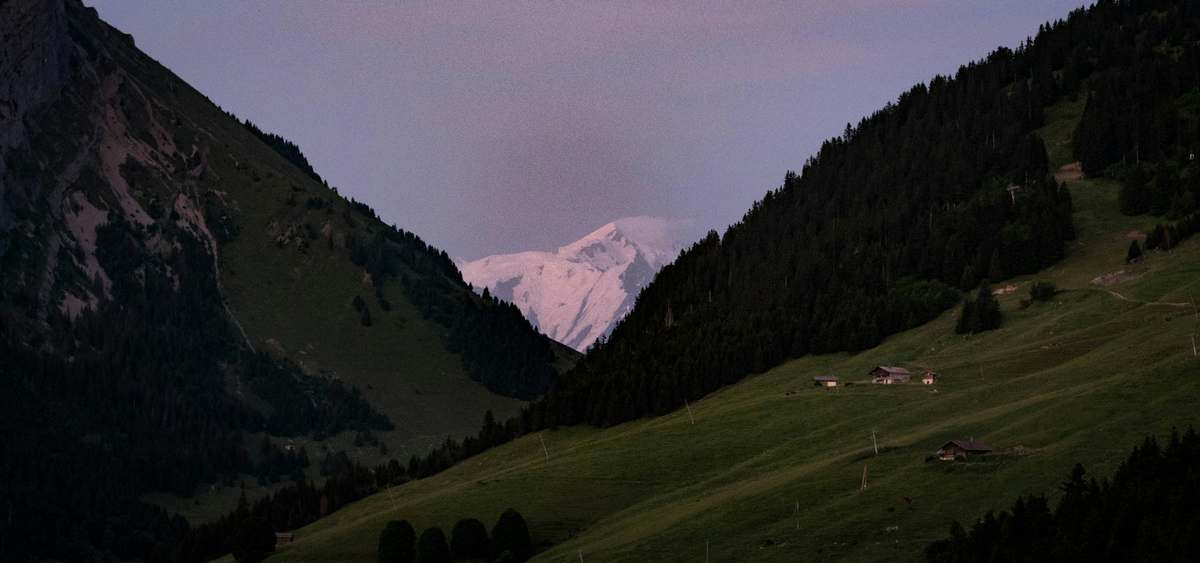 Mont Blanc at dusk, from above La Clusaz.